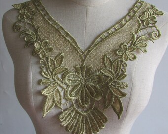 x 1 applique-guipure gold sheer floral lace collar sewing 36.8 35.2 @B55 cm x