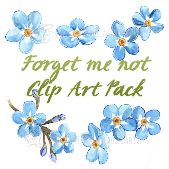 Blue Flower Clipart Forget-me-not Watercolor Painting