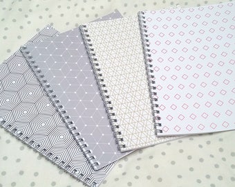 Lined geometric wire bound A5 notebook
