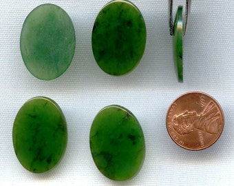 1 Vintage Taiwan Genuine Nephrite Jade 25x18mm. Oval Semi Precious Gemstone Cabochon R476