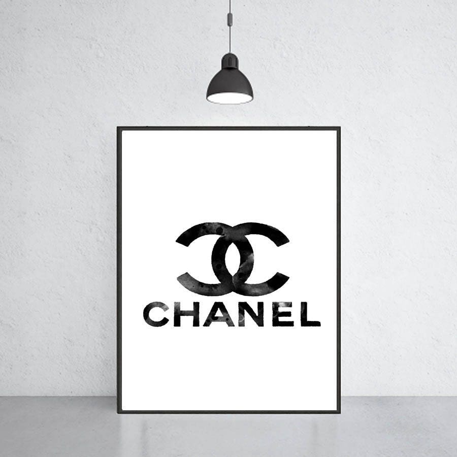 Chanel logo digital art print Chanel poster Chanel warecolor