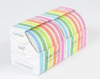 Japanese Washi Masking Tape Set - Rainbow Narrow Tape Set 02 - 7mm wide - 7.6 Yard (each roll) - 6 rolls