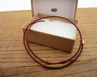2mm Natural Brown Leather Cord Necklace - Pure Sterling Silver Clasp/Catch - mens/womens - 16"/18"/20"/22"/24"/28" inch