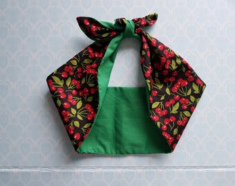 cherry bandana, rockabilly pin up psychobilly tattoo hairband headband