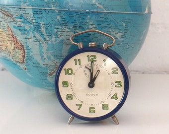Vintage Alarm Clock - Vintage Blue alarm clock - Retro alarm clock - 60s