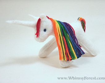Miniature Rainbow Felt Toy Unicorn