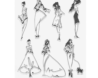 Fashion Ladies Clear Stamps, 7 Stamps!