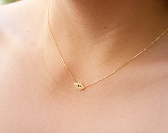 14k gold evil eye necklace