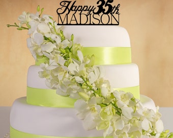Happy Birthday Cake Topper with name and age.