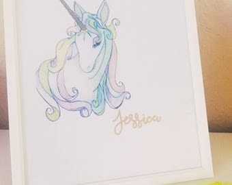 Personalised Unicorn handmade Frame