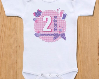 Pink and Purple Monthly Baby Onesies, 12 Month Set, Perfect Baby Shower Gift