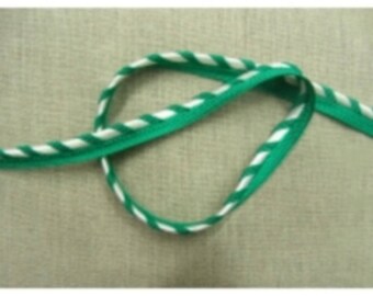 Piping - 1.2 cm - BICOLOR green & White Ribbon