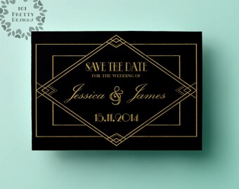 art deco save the date template printable save the date