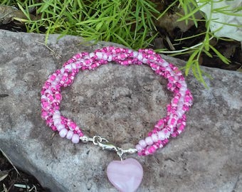 Pink Spiral Beaded Bracelet