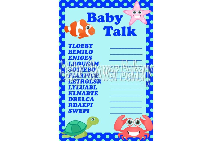 Under the Sea Baby Shower Game Printable Baby Shower Word