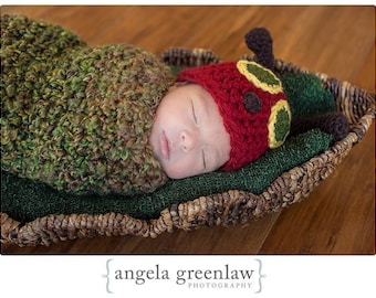 PRE-ORDER Newborn Baby Hungry Caterpillar Hat, Cocoon, Photography Prop