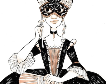 Original Ink Drawing- Masquerade