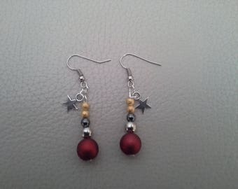 Earrings red gold silver