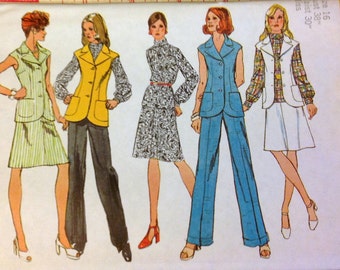 UNCUT Vintage 70's Sewing Pattern Simplicity 5528 Retro Separates Size 16 Bust 38 Uncut Complete