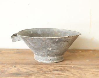 Primitive Rustic Vintage Metal Funnel Sieve for Display Industrial Farmhouse Style Repurpose Garden Pendant Lighting