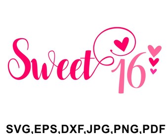 Sweet sixteen svg | Etsy