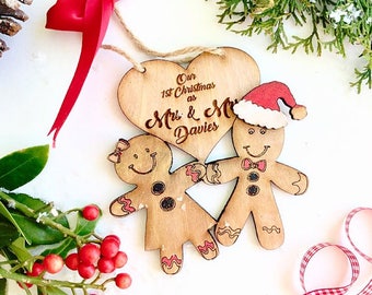 Our first christmas as Mr and Mrs , Newly wed christmas decoration, Just married christmas decoration, Personalsied wedding gift