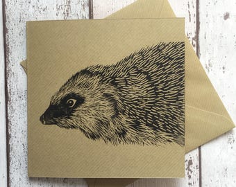 Handprinted Hedgehog greeting card - blank inside