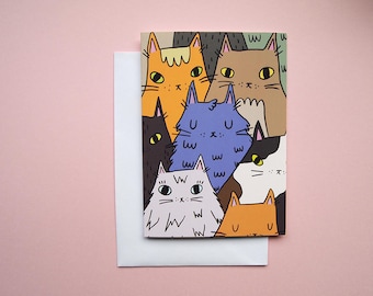 Cat greetings card - Blank card - Cat Card - Cat birthday card - Cat Thank you card - Cat mothers day card - Cat illustration - Cats - card