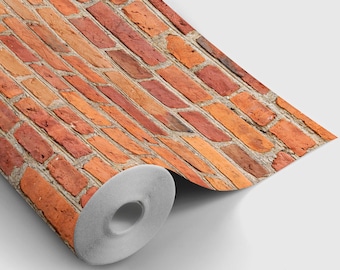 Red Brick Peel and Stick Wallpaper | Peel and Stick Temporary Wallpaper | Removable Wall Sticker