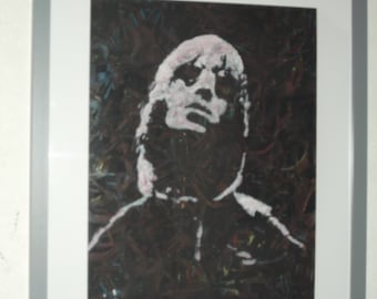 liam gallagher, oasis,..20x16 ins.mounted, framed original painting .ready to hang b