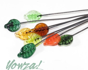 Leaf Lampwork Headpins - set of 8