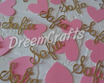 Name Confetti. Heart Confetti. Personalized Confetti. 75-100 pieces.