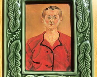 Vintage picture frame: Green ceramic art deco, mid century modern 1950s/60s