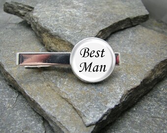 Best Man Tie Clip, Gold or Silver Tie Clip, Best Man Tie Bar