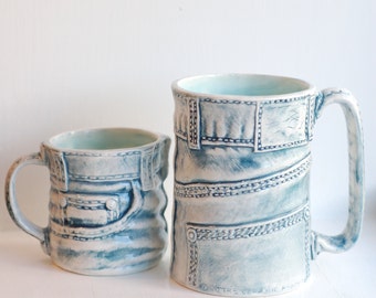 Denim Jeans Mug - Ceramic Mug - Ceramics and Pottery - Handmade Mug - Modern Ceramics