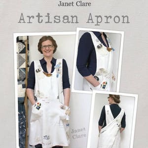 Artisan Apron Pattern - make and embellish your own crossover apron and wear your creativity! Includes S, M, L, XL, 2XL, 3XL and 4XL sizes