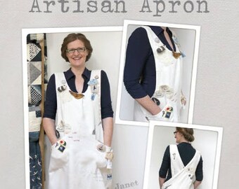 Artisan Apron Pattern - make and embellish your own crossover apron and wear your creativity! Includes S, M, L, XL, 2XL, 3XL and 4XL sizes