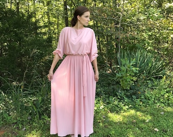 Vintage 70's Dusty Rose Bohemian Goddess Dress