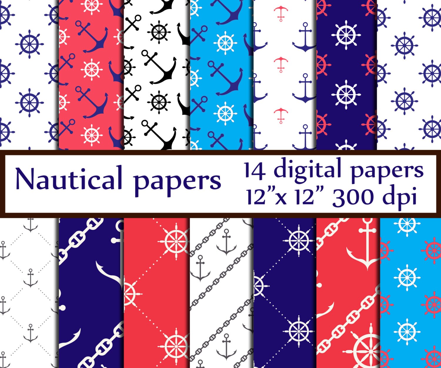 Nautical digital papers: NAUTICAL PAPER sea