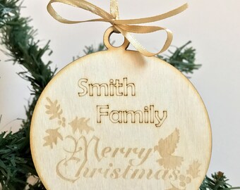 Personalized Wooden Ornament Christmas Scrapbooking Embellishment Rustik Decor