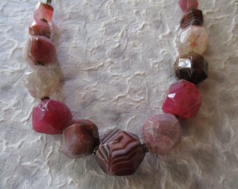 Gemstone Statement Necklace in Pink