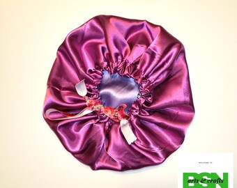 Pretty Girl Reversible Satin Bonnets - Newborn to Preteen Adjustable Custom Pick a Color - Silky Sleep Stay On Chemo Wrap Baby Kid Edge Care