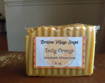 Zesty Orange Soap Made with Orange Essential Oil and Orange Peel 4oz