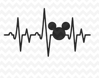 Mickey Mouse heartbeat SVG, Disney Mickey Mouse heartbeat cricut silhouette svg file instant download mickey mouse head svg file