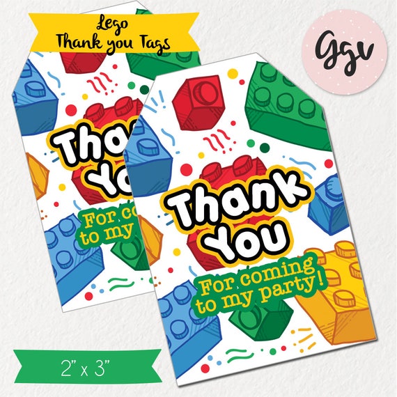 LEGO Thank you tags printable lego tags lego party tags