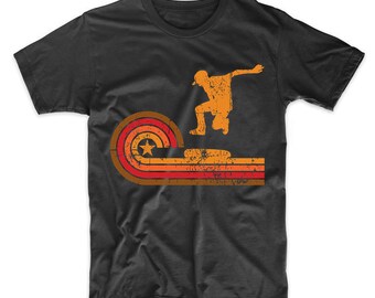Retro Style Skateboarder Silhouette Skateboarding T-Shirt