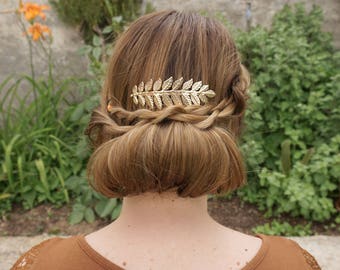 Gift for wife, Leaves Hair Clip, Laurel Leaf Barrette, Gold Leaf Hair Clip, Golden hair Clip, Bridesmaids gift, Leaves hair pins, Leaf Hair