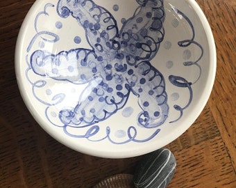 Starfish Bowl | Blue and white majolica