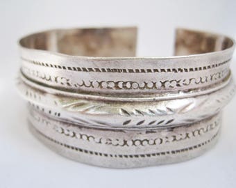 Vintage Tunisian Cuff, Silver Berber Bracelet, Tribal Jewelry