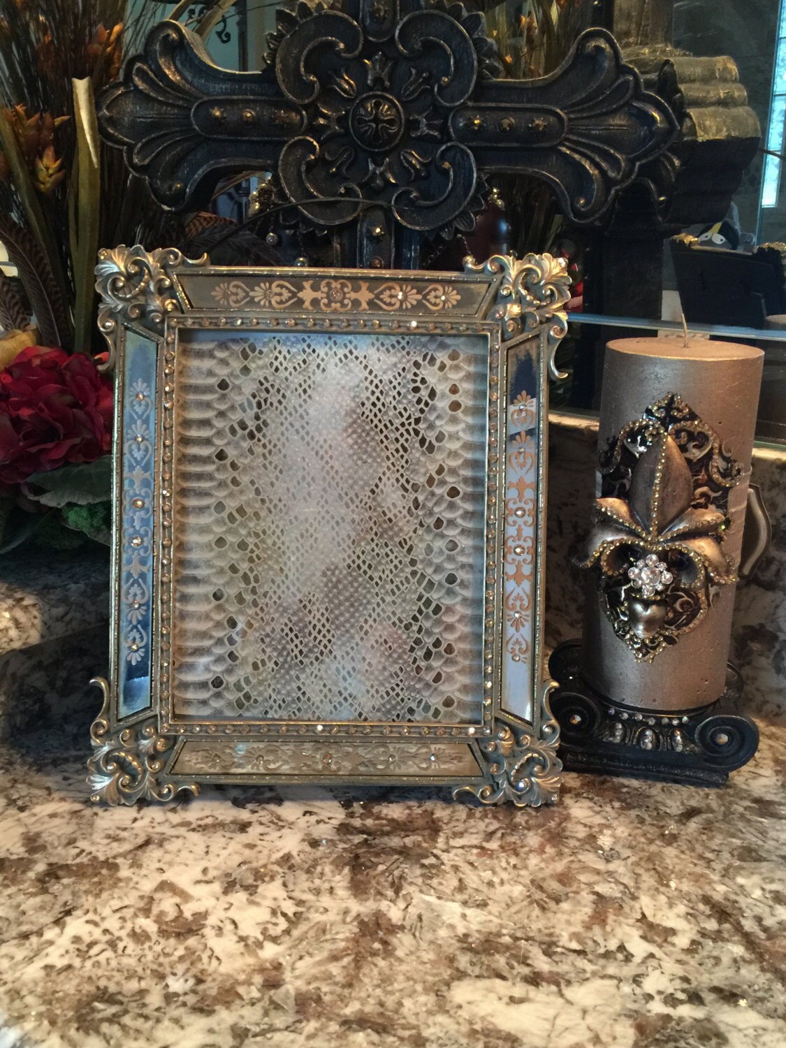 8 x 10 Decorative Embellished Mirror Frame GOLD